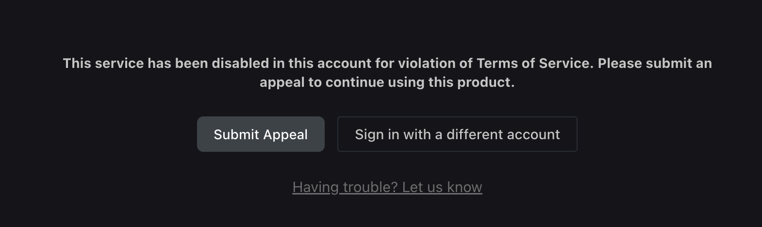 Antigravity 账号被封禁提示