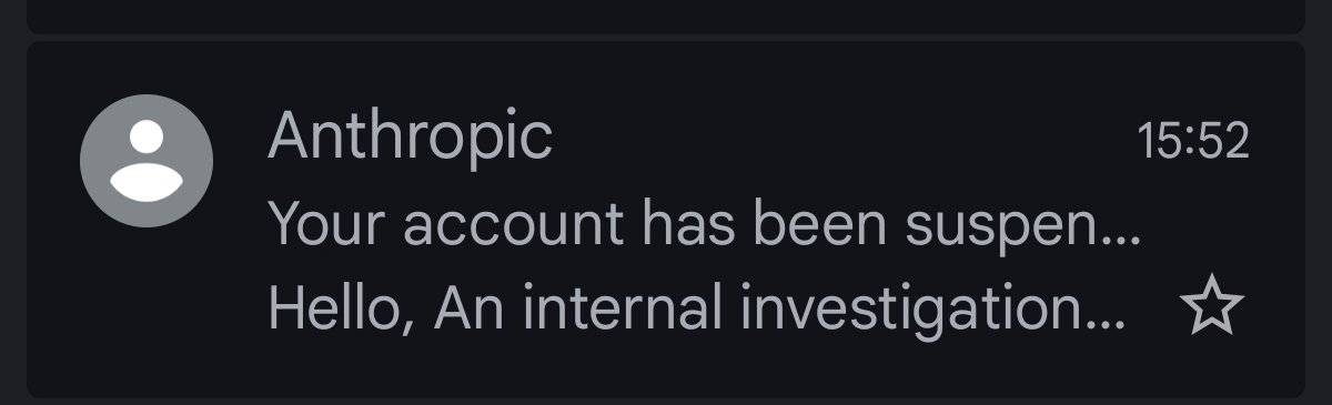 Claude 封号邮件推送通知