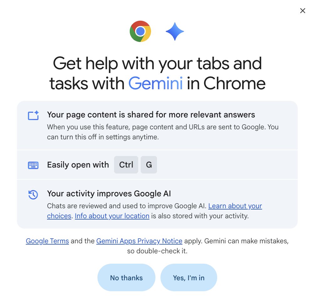成功激活 Gemini in Chrome