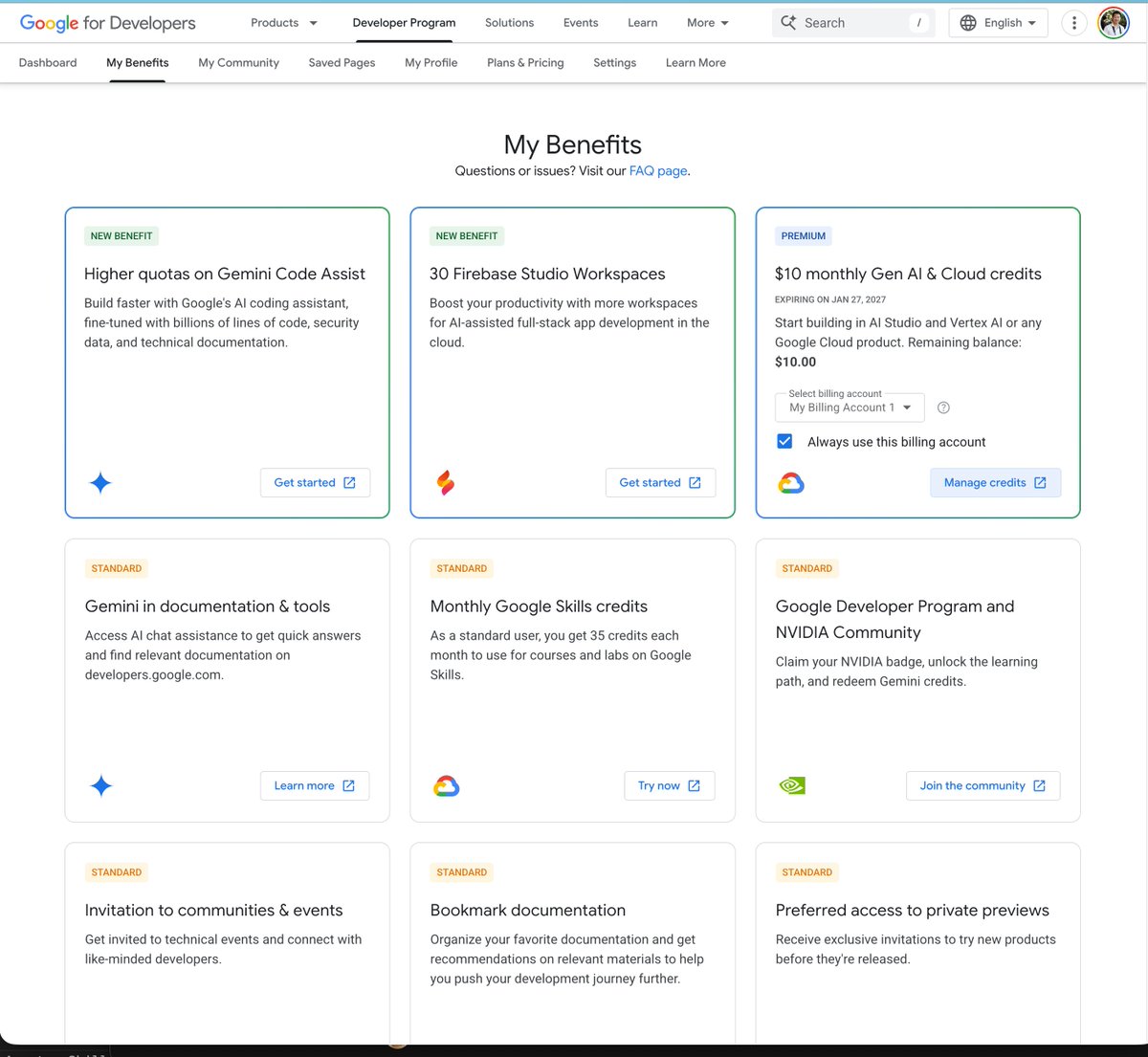 Gemini Credit 领取页面