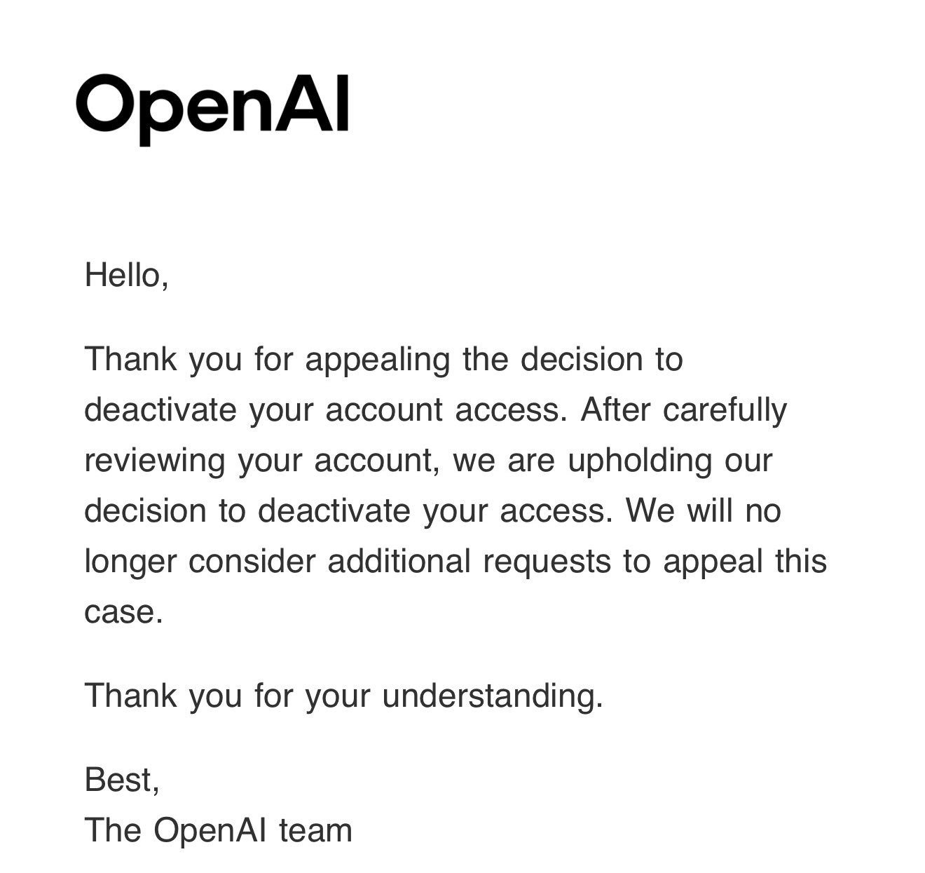 OpenAI 账号被封提示