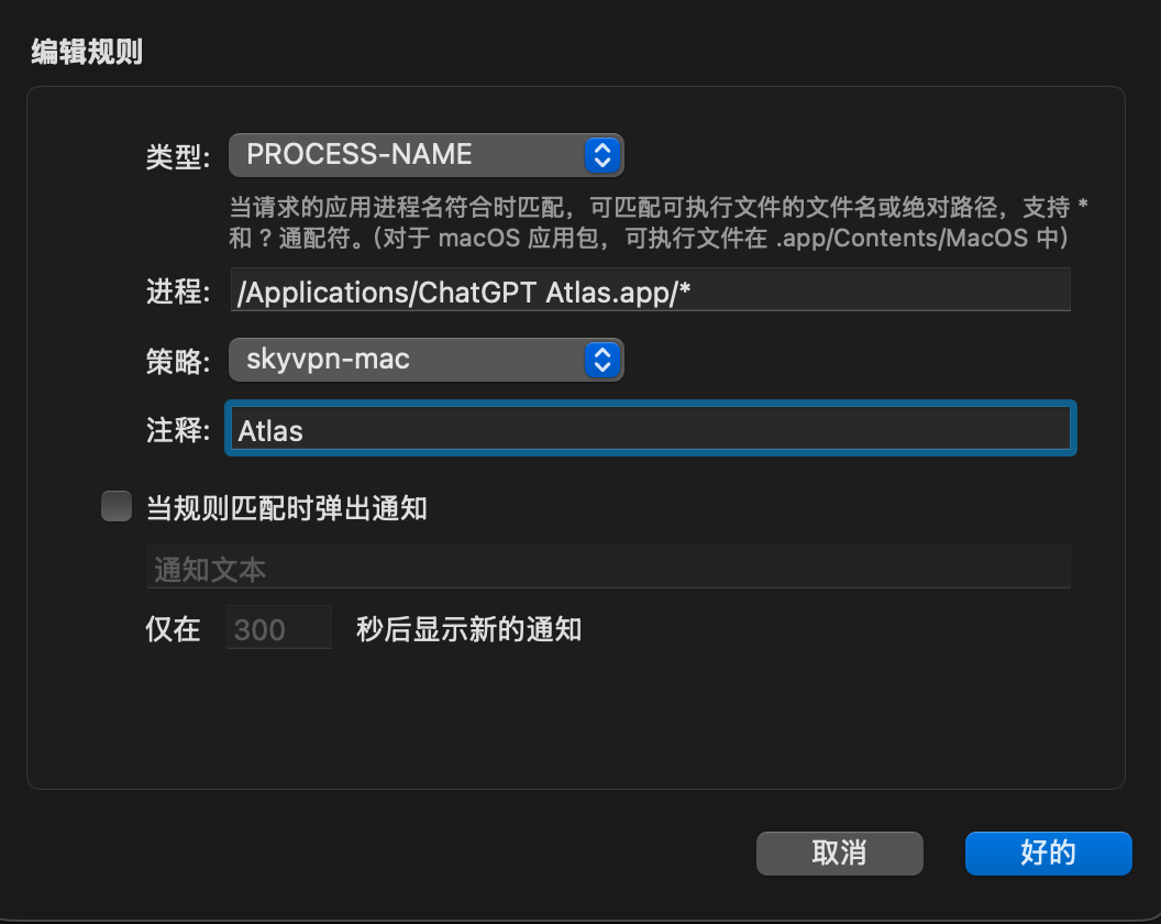 在 Surge 中添加规则，示例为规则判定模式下的标准规则配置